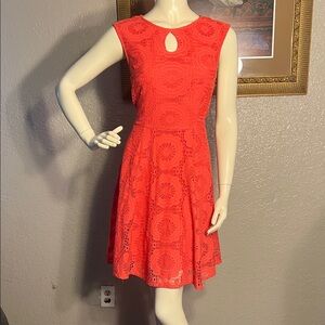 Elegant Coral Lace Mini Dress